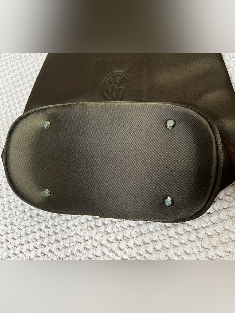 Yves Saint Laurent YSL Vintage Brown Satin Shoulder Tote Bag Vintage Tortoise - Picture 11 of 12